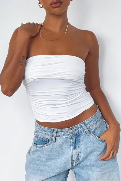 World Fashion Trends Layered Gathered Gatherer Flexible Crop Wft4016B