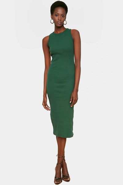 PayBuy Women's Midi Length Knitted Dress 98 Cotton 2 Elastane Comfortable Summer Stylish Appearance Use