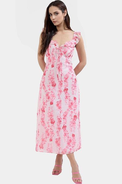 PayBuy Summer Floral a Line Midi Dress 100% Polyester Woven Fabric Carefully Selected Perfect Fit