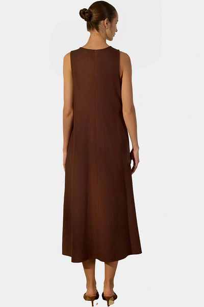 PayBuy Summer Midi Linen Blended Dress Stitching Detail Shift Mold Premium Quality