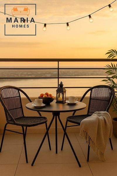 MARIA HOMES Round Black Metal Café Table – Minimalist 3-Leg Design for Indoor & Outdoor Use