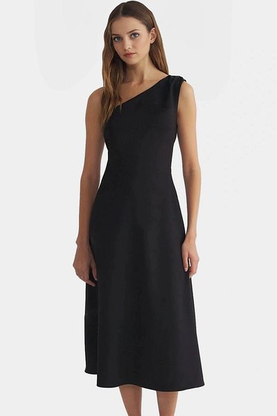 PayBuy Chic Midi Woven Dress One Shoulder Summer Skater Mold Zarifane Design Durable Material