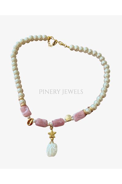 Pinery Jewels Summer Women's Necklace with Seashell Detail and Beads – Modern and Stylish Design