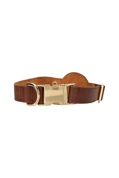 Lev Leather Leather Dog Collar, Genuine Leather Dog Collar with Airtag Compartment-Name Writable