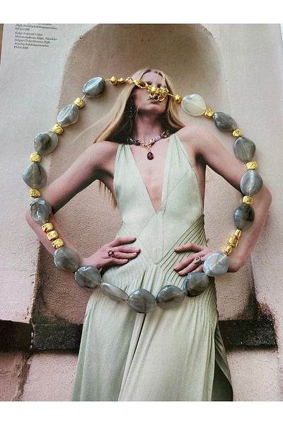 Pinery Jewels Gray Rough Stone Summer Women's Necklace – Modern and Stylish Design