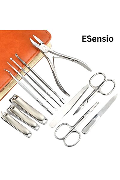 ESensio Manicure And Pedicure Kit , 13-pieces Set, Cover Box, Marble, All In One