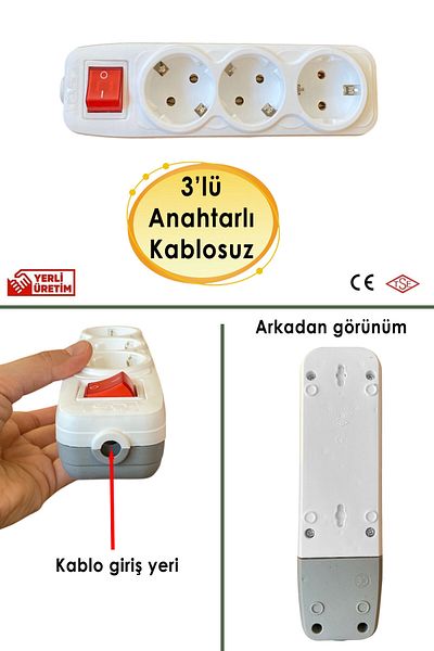 GLASWEN Group Socket 3-Way Switched Wireless Grounded Header Terminal Block Duplication Triple Socket
