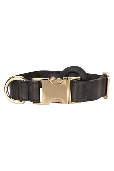 Lev Leather Leather Dog Collar, Genuine Leather Dog Collar with Airtag Compartment-Name Writable
