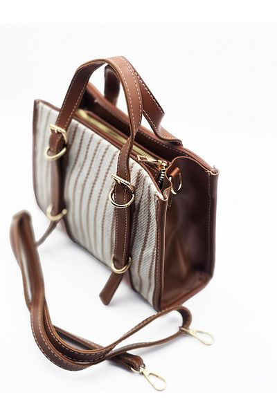 Reddington Women's Belt Detailed Linen Cross Hand and Shoulder Bag