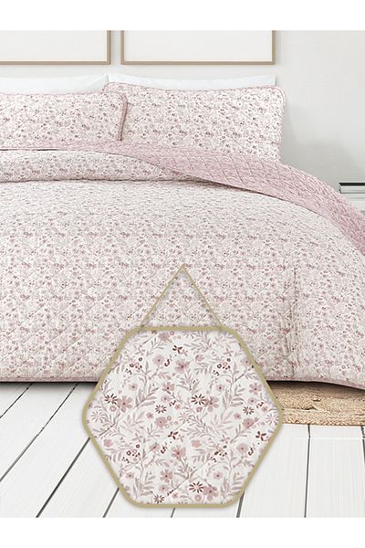 Bee Home Bed and Bath Cecilia | 3 Pieces King Quilt Set - 270 X 234 Cm - Rose