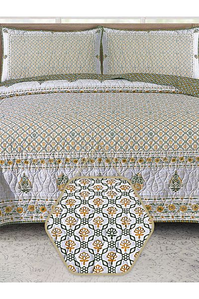 Bee Home Bed and Bath Floral | 3 Pieces King Quilt Set - 270 X 234 Cm - Floral Rust
