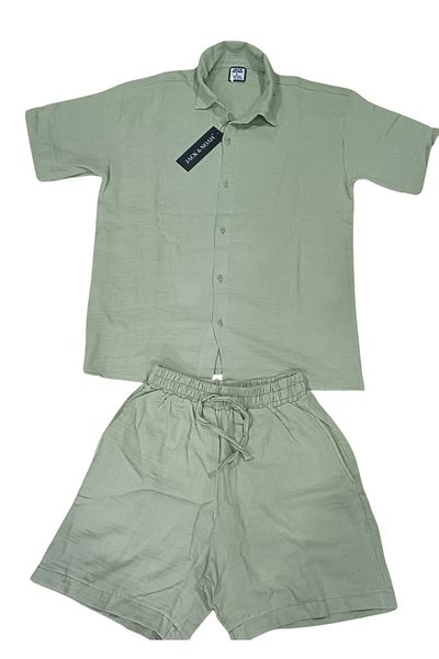 DWN WEAR Linen Kisakol Shirt Shorts Set Women& Men