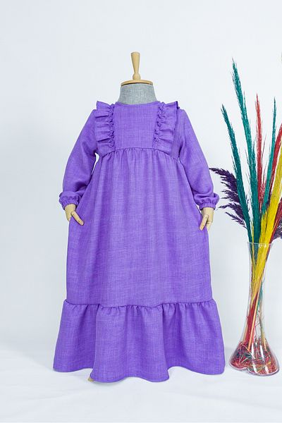 Betül Akbay Rochie de in pentru fete Buse Model Rochie lungă Hijab Lungime întreagă Liliac