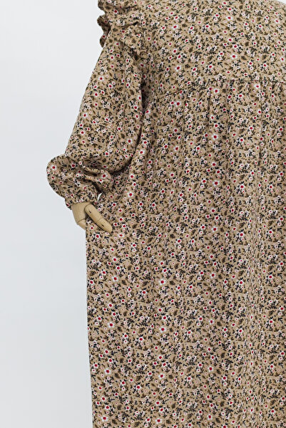 Betül Akbay Kız Çocuk Viskon %100 Pamuk Tesettür Elbise Amine Model Uzun Tam Boy Elbise