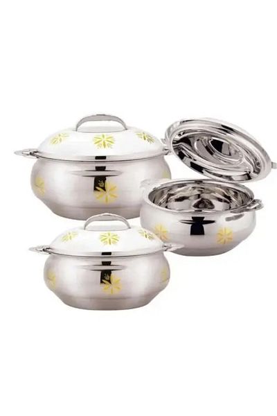 Generic Indian Stainless Steel Containers Set 3 Pieces 1000+2000+3000