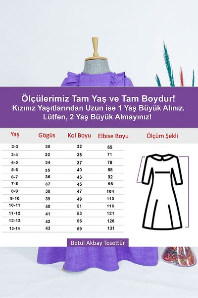 Betül Akbay Rochie de in pentru fete Buse Model Rochie lungă Hijab Lungime întreagă Liliac