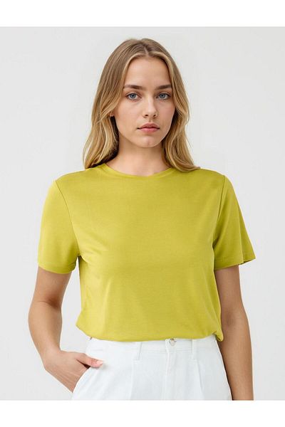 Jimmy Key Light Green Crew Neck Short Sleeve Knitted Modal T-Shirt