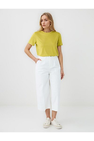 Jimmy Key Light Green Crew Neck Short Sleeve Knitted Modal T-Shirt
