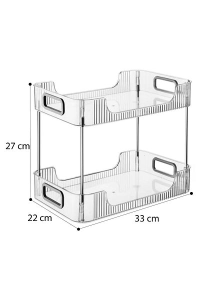 İronika 2 Tiers Makeup and Organize Box Organizer Silver
