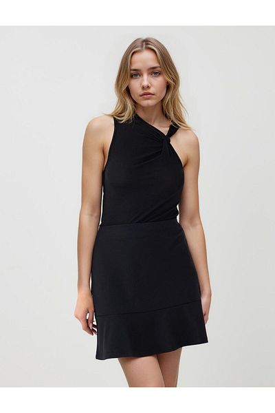 Jimmy Key Black Straight Cut Knitted Skirt
