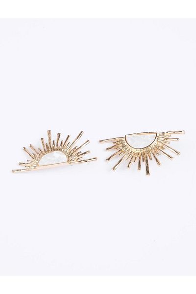 Jimmy Key Gold Color Sun Shaped Sparkling Earrings