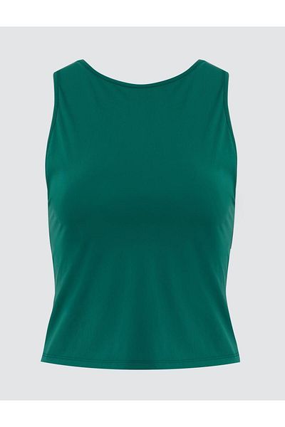 Jimmy Key Green Slim Fit Crew Neck Sleeveless Blouse
