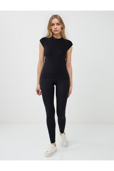 Jimmy Key Black Skinny Leg Regular Waist Knitted Leggings