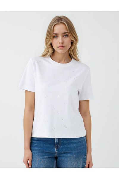 Jimmy Key White 100% Cotton Short Sleeve Basic Knitted T-Shirt