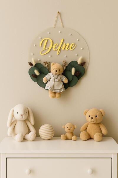 Bonika Çiçekli İsme Özel Pleksi Bebek Kapı Süsü - Hastane Pleksi Bebek Kapı Süsü