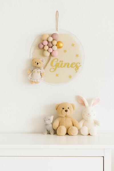 Bonika İstediğiniz İsmi Yazıyoruz - Bubble Ayıcıklı Pleksi Kapı Süsü