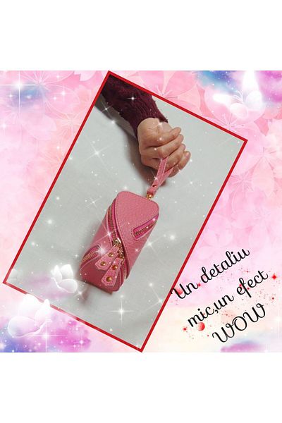 OEM Salmon Pink Leather Keychain for Women, With Zipper and Detachable Strap