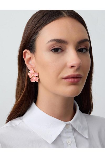 Jimmy Key Orange Flower Figured Minimal Earrings