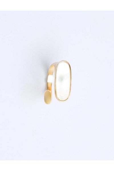 Jimmy Key White Stripe Detailed Ring