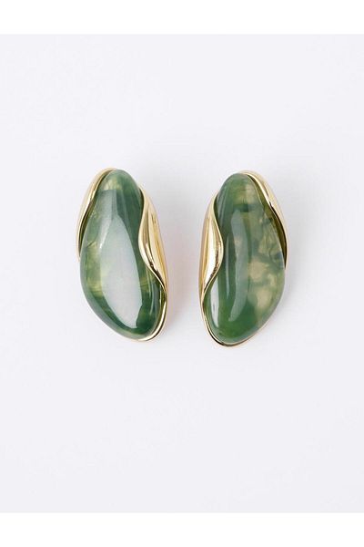 Jimmy Key Green Drop Figured Asymmetric Earrings