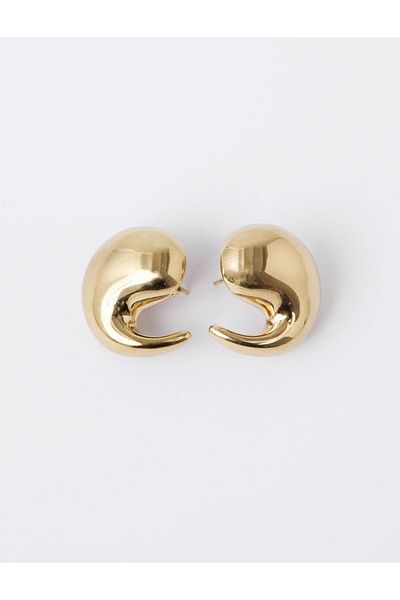 Jimmy Key Gold Color Curved Form Modern Earrings