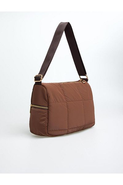 Jimmy Key Bitter Brown Zipper Detailed Leopard Patterned Shoulder Bag