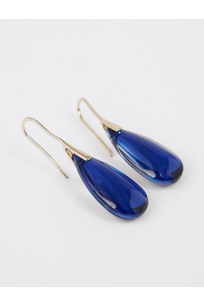 Jimmy Key Blue Drop Figured Elegant Swinging Earrings