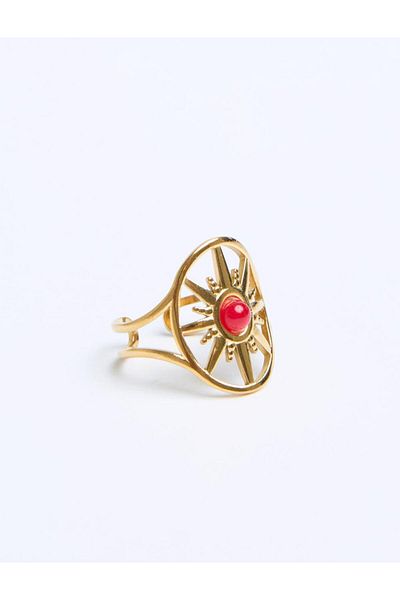 Jimmy Key Gold Color Star Figured Stone Ring