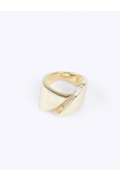 Jimmy Key Modern Ring with Gold Color Stone Figure