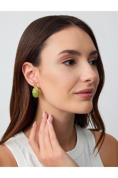 Jimmy Key Green Modern Drop Figured Earrings