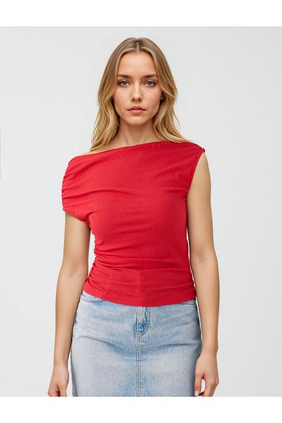 Jimmy Key Red Boat Neck Knitted Blouse