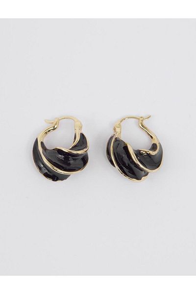 Jimmy Key Black Spiral Patterned Elegant Earrings