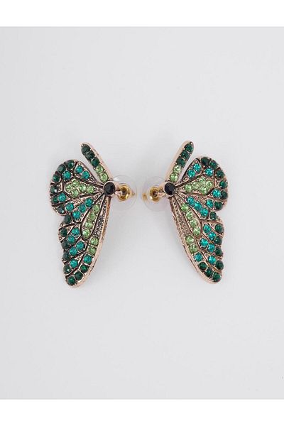 Jimmy Key Green Butterfly Figured Stone Earrings