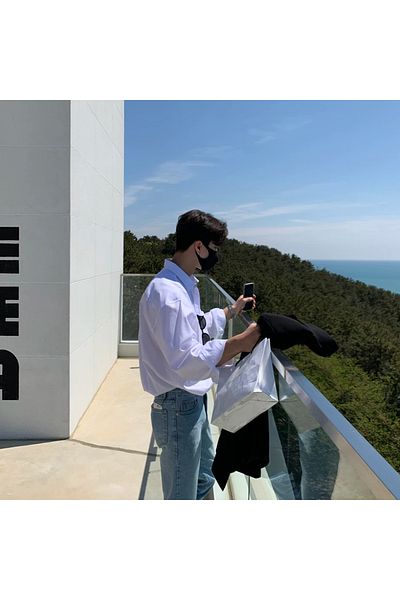 King Brothers Πουκάμισο με λευκά κουμπιά με υπερμεγέθη φαρδιά τσέπη