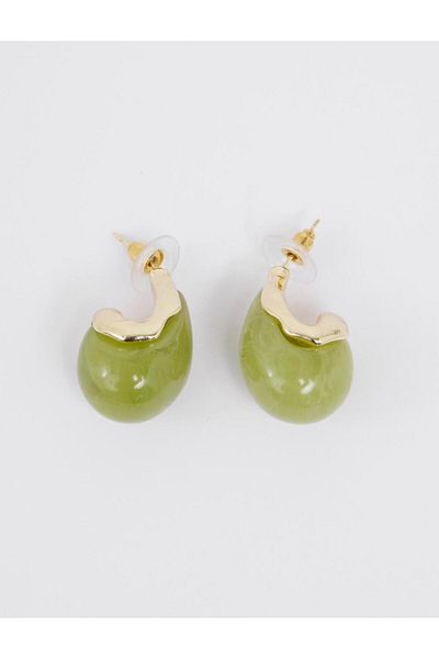Jimmy Key Green Modern Drop Figured Earrings