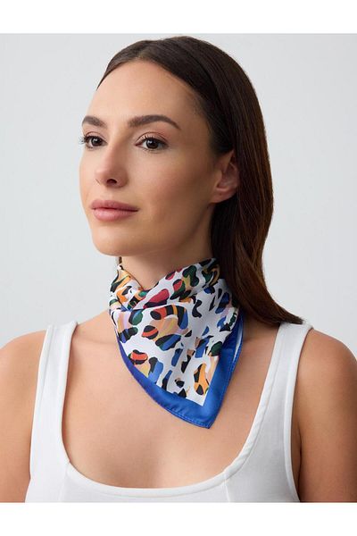 Jimmy Key Navy Blue Patterned Woven Scarf