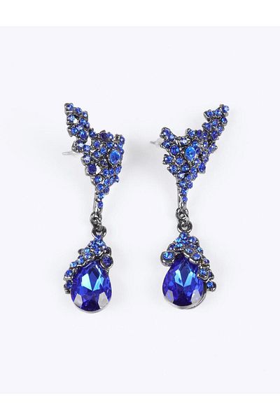 Jimmy Key Navy Blue Drop Figured Stone Earrings