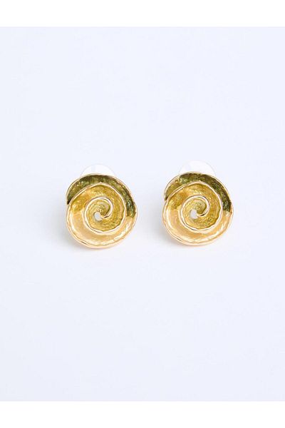Jimmy Key Modern Earrings with Gold Color Spiral Detail