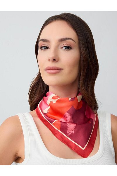 Jimmy Key Red Patterned Woven Scarf