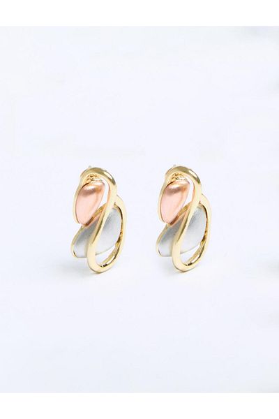 Jimmy Key Silver Color Asymmetric Modern Form Earrings